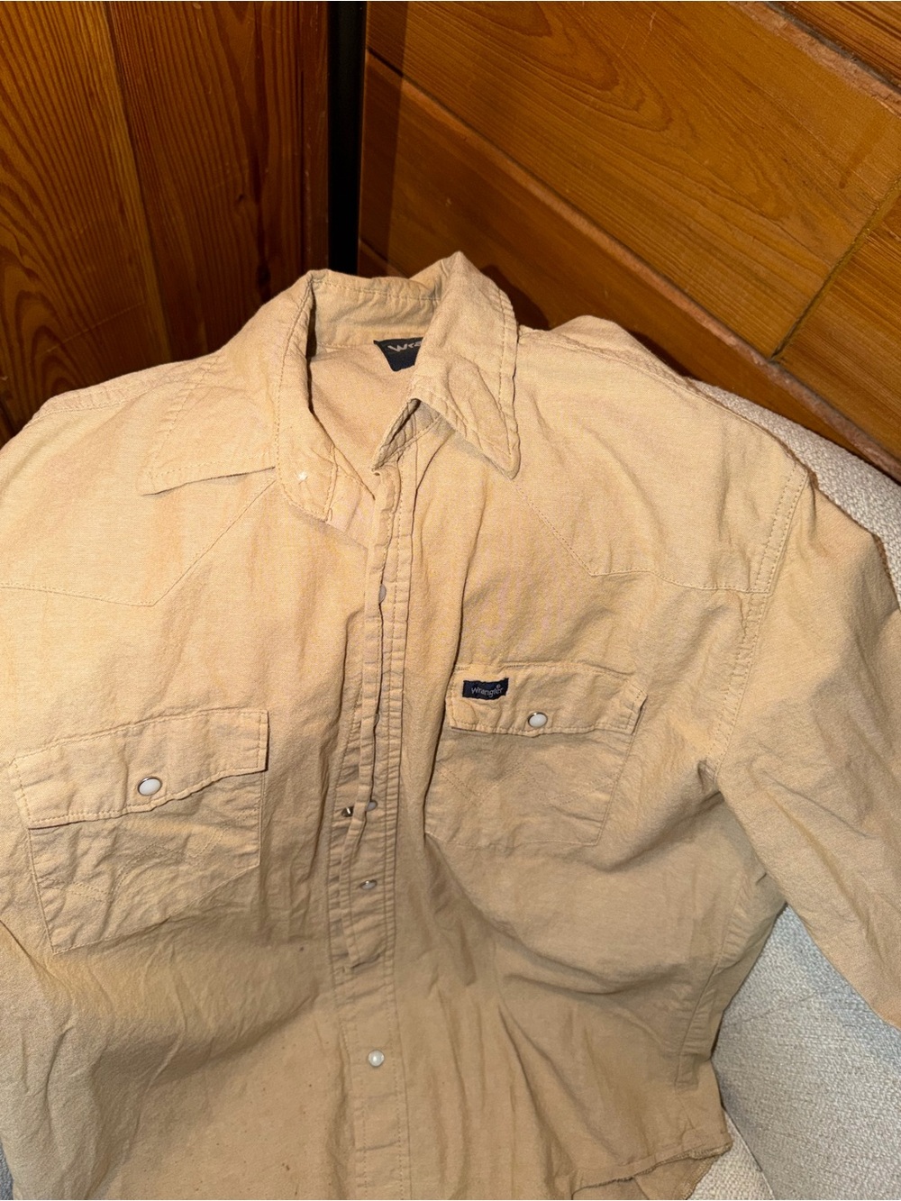 Wrangler Tan Pearl Snap Button-Down Shirt